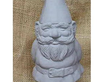 Garden Gnome in ceramic bisque for painting done by you - 10 inches tall