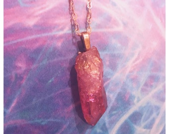 Rose Aura Quartz Necklace