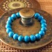 8mm Dark Blue Turquoise Gemstone Beaded Bracelet , Mens Bracelet, Womens Bracelet, Yoga-Gift-Stretchable-Beaded Jewelry-Custom-Stretch-Nice