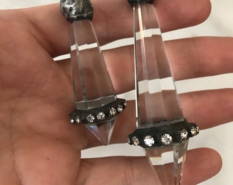 Soldered Crystal Pendant, Icicle Large Pendant, Handmade Necklace, Chandelier Crystal