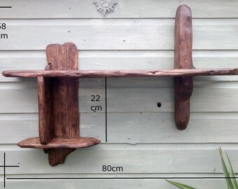 Rustic/ driftwood shelves in locally sourced,old recycled pine with medium dark oak wax finish.