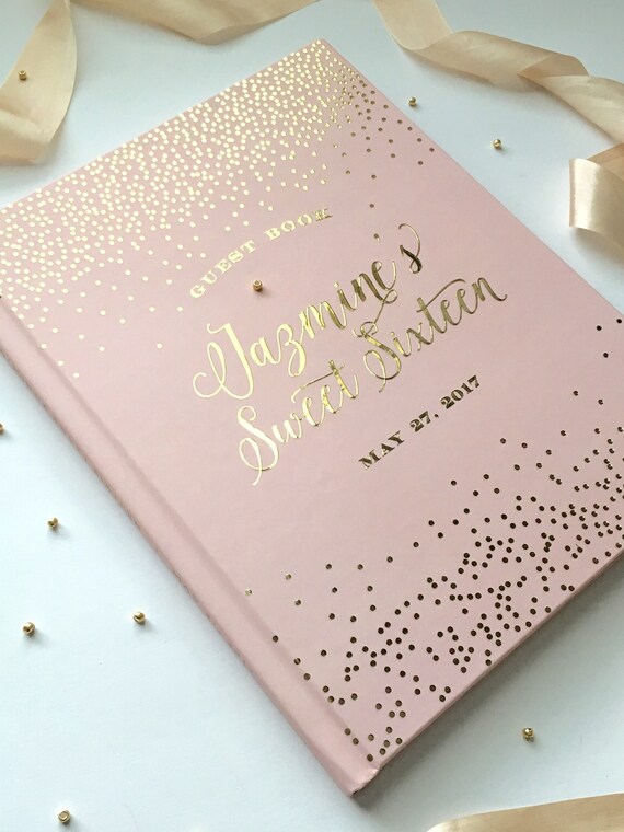 Quinceanera Guest Book Sweet Sixteen Guest Book Blush and