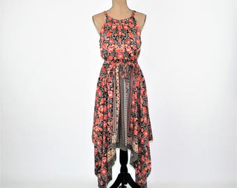 Hippie Boho Dress Sleeveless Summer Dress Rayon Floral Maxi Beach Dress Bohemian Dress Hippie Clothes AVAILABLE in PLUS SIZE Womens Clothing