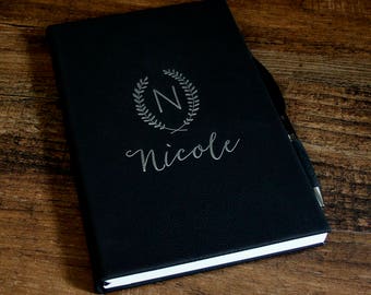 Personalized Leather Journal, Engraved Journal, Lined Journal, Personalized Notebook, Customized Leather Gift, Custom Leatherette Journal