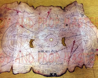 The Goonies One Eyed Willie’s Accurately Folding Pirates Treasure Map replica paper prop Chunk Sloth Astoria, Oregon Cannon Beach Mikey