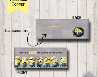Minion Treat Bag Toppers - INSTANT DOWNLOAD - Printable - BT010, goodie bag topper, party favor
