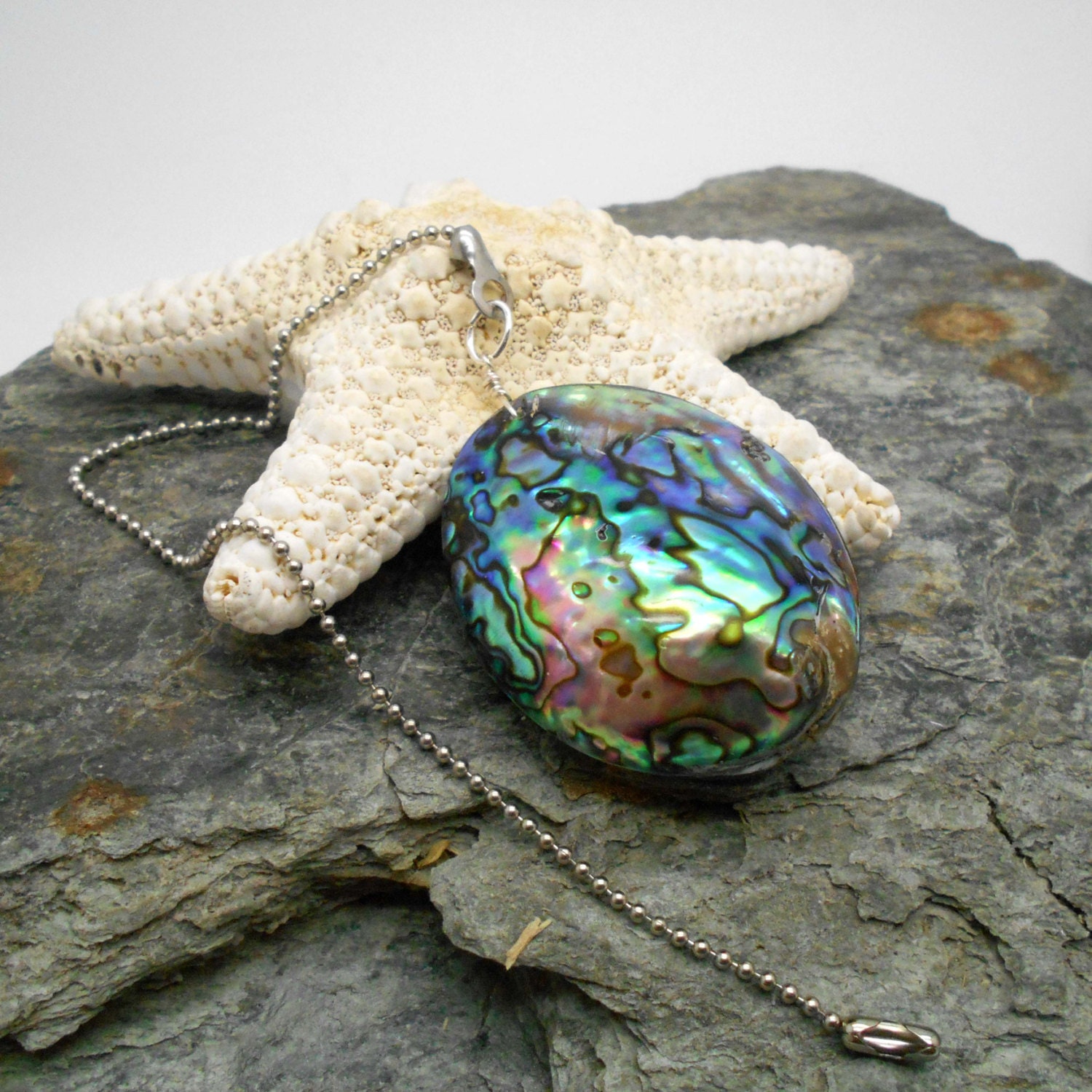 Fan Pull Polished Abalone Shell Ceiling Chain Zoom