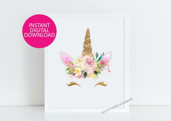 glitter nursery printable, girls nursery decor, unicorn print, unicorn printable, nursery wall art printable, unicorn nursery print, sleep