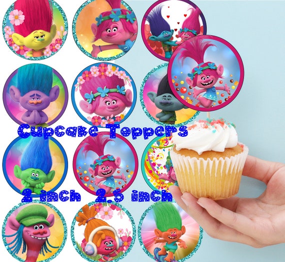 Trolls Inspired Cupcake Toppers Trolls Toppers 2 INCH 25 Inch