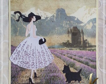 Dog #5 Handmade Greeting Card birthday wishes animals lovers castle scene