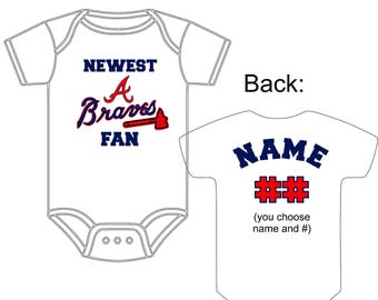braves atlanta baby onesie gerber newest personalized baseball jersey shower fan gift number custom name