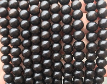 8mm Round Tiger Ebony Beads Natural Wood Beads Full strand Boho Chic