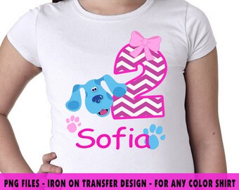 Blue Clue Iron On Transfer , Blue Clue DIY Transfer , DIY Blue Clue Birthday Shirt , Personalize , Any Name , Any Age , Digital Files