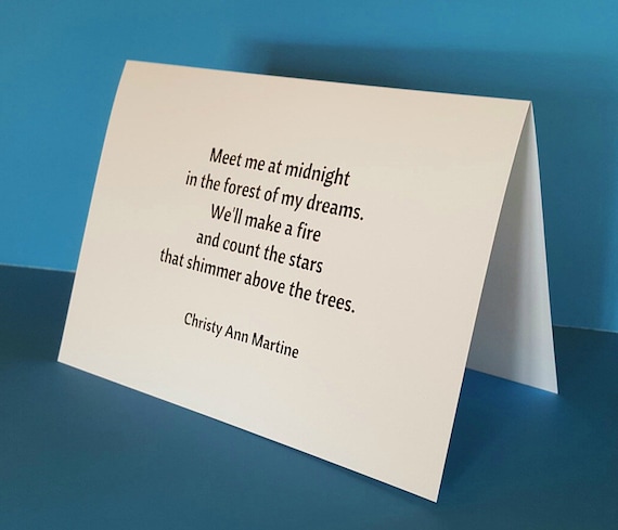 Greeting Cards - Romantic Card - Meet Me at Midnight In the Forest of My Dreams - Poem by Christy Ann Martine