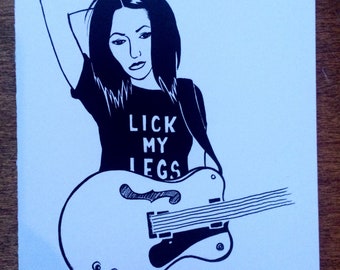 Ink drawing portrait PJ Harvey greeting card