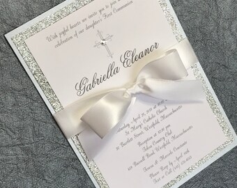Girl Baptism Invitation Girl White Christening Invitation