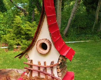 Bird House, functional and decorative birdhouse, unique and whimsical Birdhouse in color options, garden art, gift, garden decor