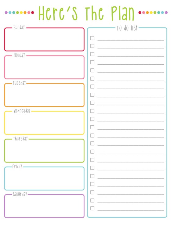 heres the plan weekly to do list colorful dots