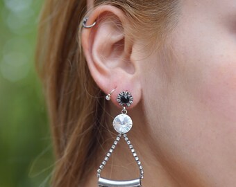 Tassel Earring, Big Earrings, Statement Boho Earrings, Black Earrings, Chunky Earrings,Chandelier Earrings,Tribal Earrings,Bohemian Earring