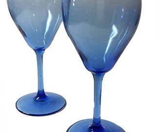 Set of 4 Blue Tinted Wine Glasses