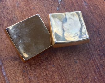 Square Gold Clip-On Earrings