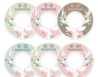 Closet Dividers, Baby Closet Dividers, Toddler, Days of Week, Closet Organizer, Woodland, Floral Antlers, Baby Shower Gift, Nursery Decor