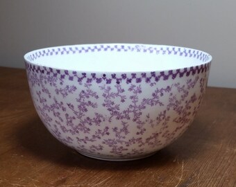 Fruit or Sugar Bowl, Sutherland China, Purple Floral Chintz with Gold Trim