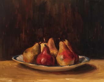 Red Pears Still Life Original Oil Painting