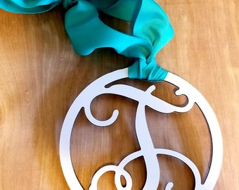 Monogram Rear View Mirror Charm / Monogram Christmas Ornament / Petite Monogram Car Charm
