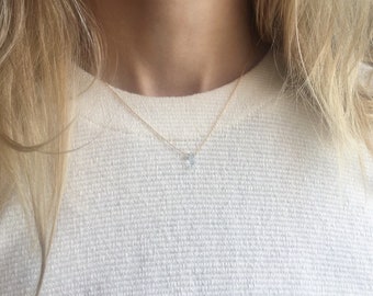 Aquamarine Necklace, Gold Aquamarine Necklace, March Birthstone, Minimalist Necklace