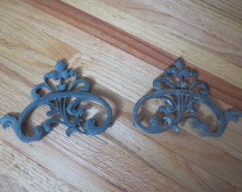 ORNATE ANTIQUE EMBELLISHMENTS Victorian Metal Embellishments Furniture Embellishments Metal Salvage To Add To Project Brass 6 3/4" x 5"