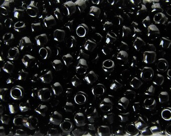 6/0 Opaque Black Seed Beads 10 grams # 5221 Japanese Seed Beads Item #470
