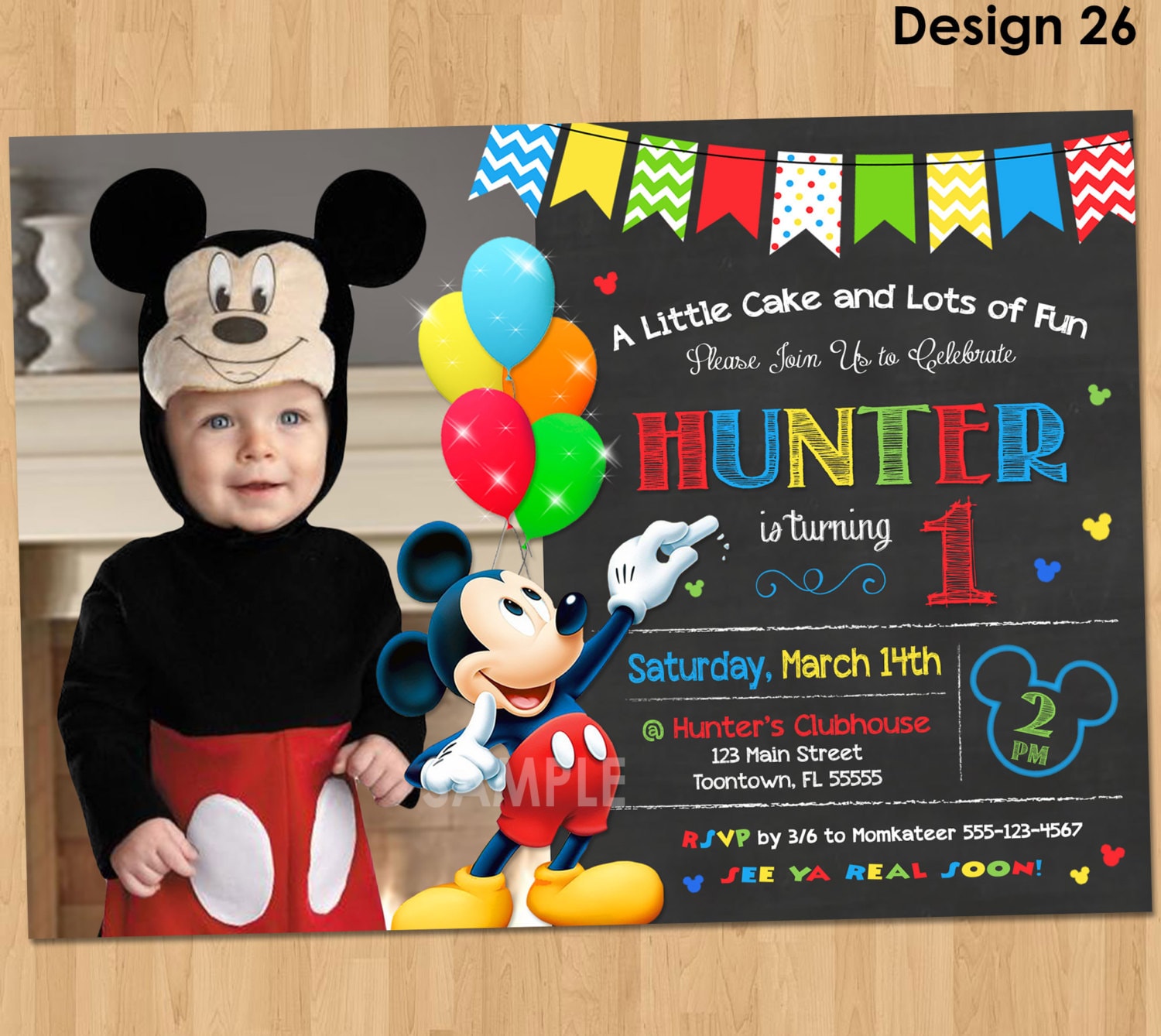 Mickey Mouse Invitation Birthday Mickey Mouse 1st Birthday