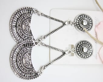 Beautiful earrings vintage style retro - 8x3.6cm