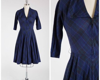 SALE! Vintage 1950s Plaid Dress