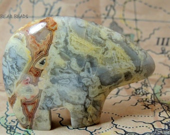 Crazy Lace Agate HUGE Zuni Bear Pendant or Stand alone New Zuni Bears Gemstone