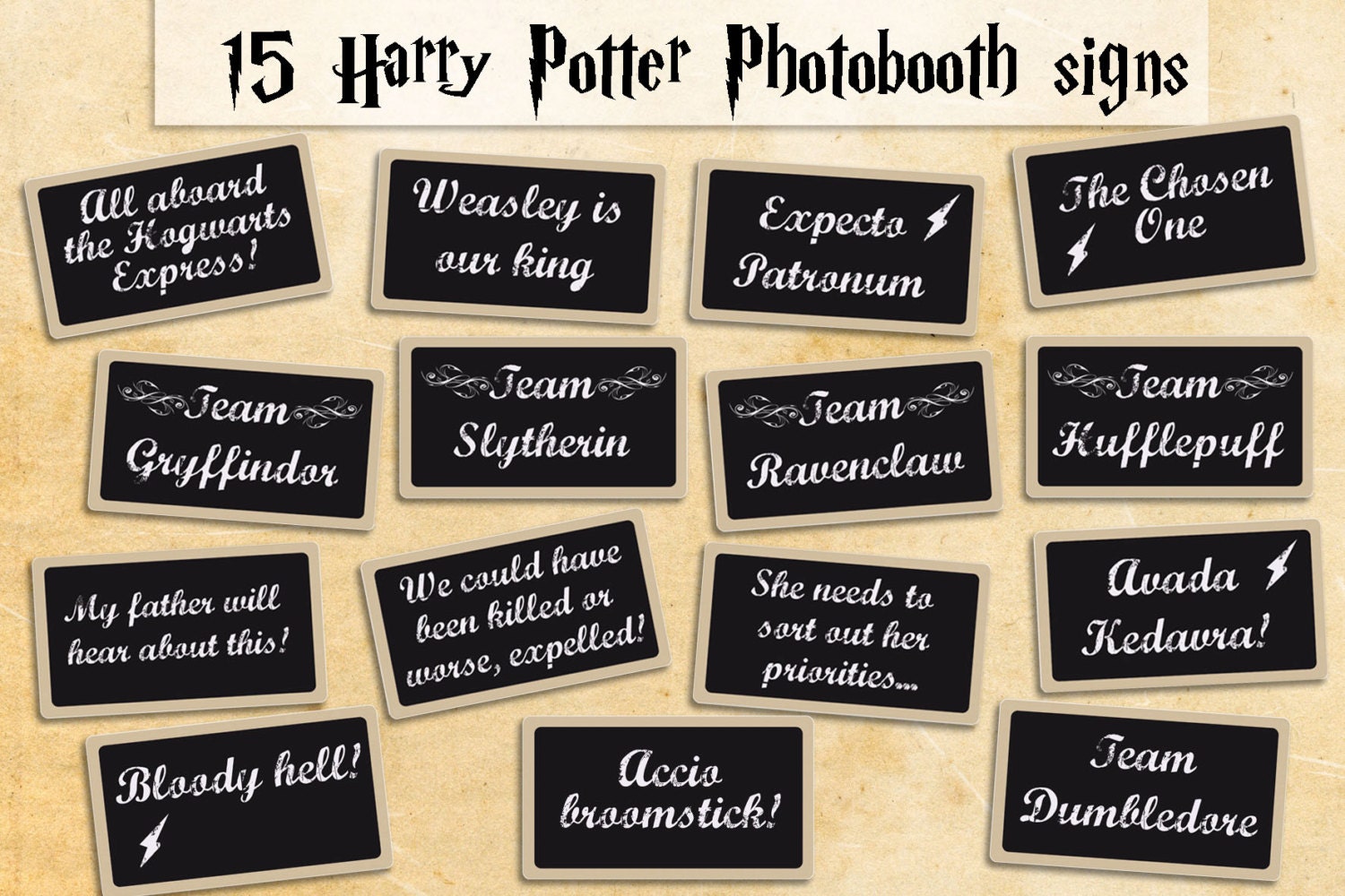 Printable Harry Potter photobooth props instant download