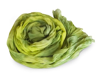 Green silk scarf, green scarf, silk scarf, green chiffon scarf, crinkle chiffon scarf, womens scarves, silk chiffon, spring green, romaine