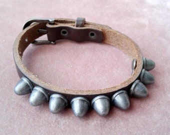 Leather Biker Bracelet Spikes Unique