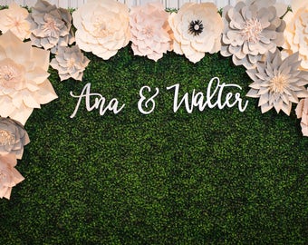 Custom Name Sign "Name & Name" for Couples, 3 pieces, SMALL, Personalized Name Signs, Wall Backdrop, Modern Calligraphy