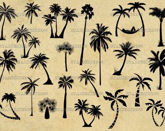 Digital SVG PNG JPG Palms Tree, vector, clipart, silhouette, instant download