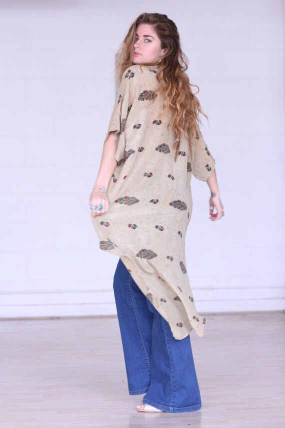 ORIENTAL WATERFALL KIMONO - Long Kimono - Silk Cardigan - Cover Up - Beach - Kaftan - Bespoke - Silk Kaftan - Cover Up - Summer - Festival