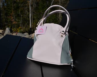 pink and grey bag