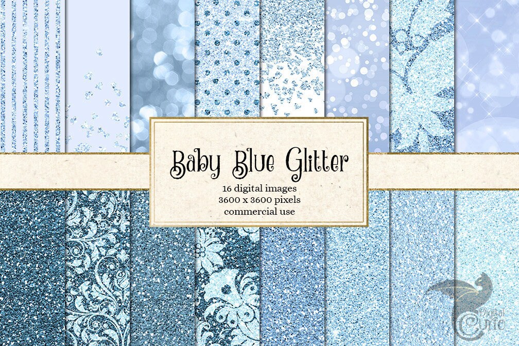 Baby Blue Glitter Digital Paper blue sparkle glitter