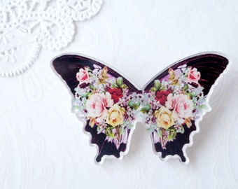 Black Colourful Floral Acrylic Brooch