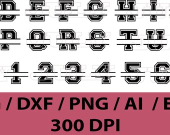 Varsity Collegiate Split Monogram Alphabet, Split Monogram Alphabet, svg, dxf, png, ai, eps, Split Alphabet Letter Monogram, Letters svg