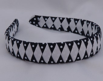 Navy Dots Woven School Headband