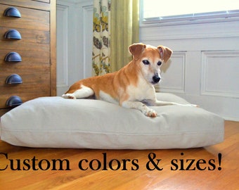 Canvas heavy duty dog bed cover, solid color dog bed pillow cover, custom pet bed cover, pillowcase with zipper, washable