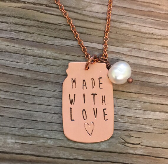 Custom Jewelry Hand stamped mason jar pendant necklace in