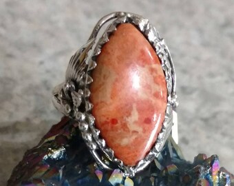 Natural Italian Coral Ring, Size 7